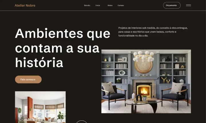 Topo da página do Atelier Nobre, arquitetura e interiores