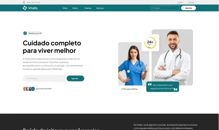 Topo da página da Clínica Vitalis