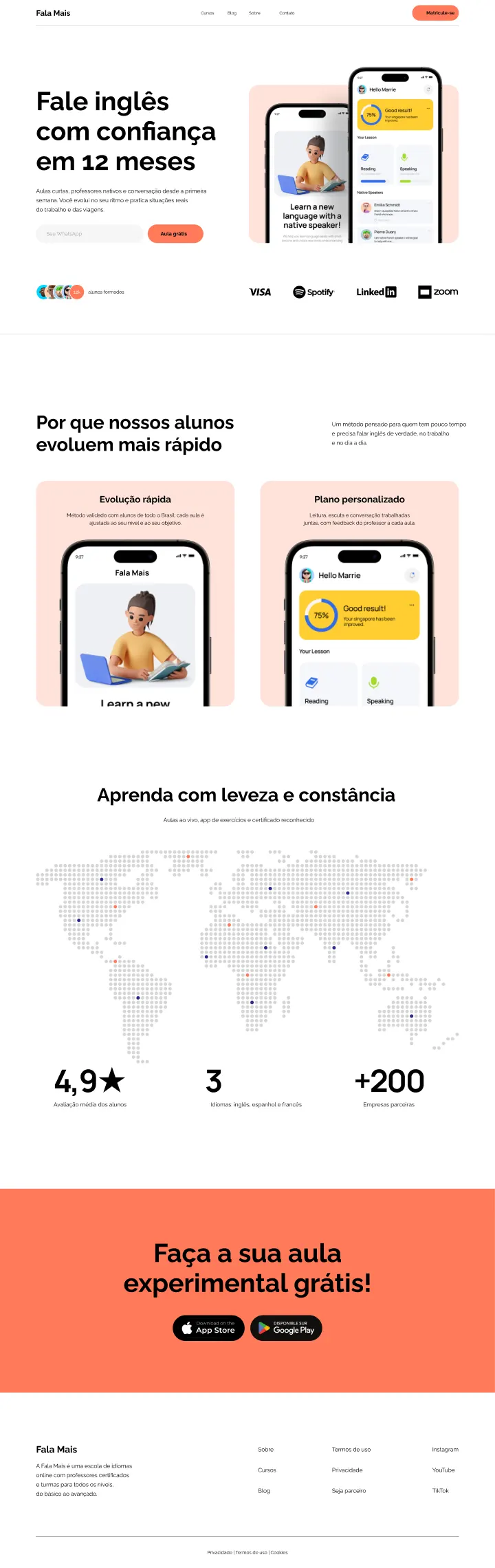 Exemplo de página: Cursos